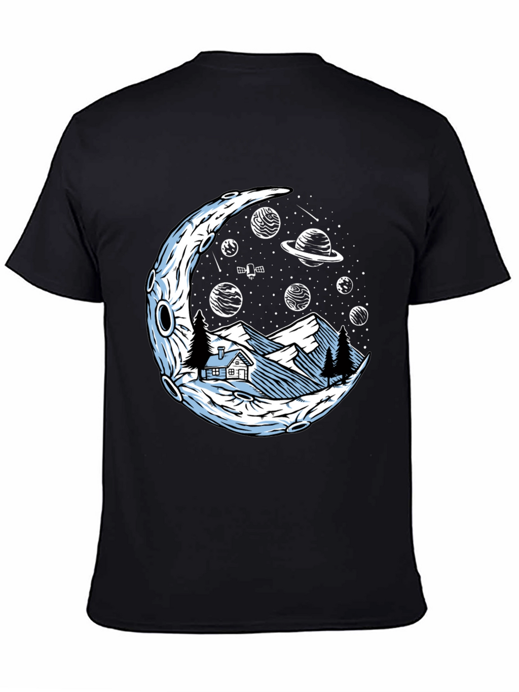 Cosmic Moonscape Tee - Black Graphic T-Shirt