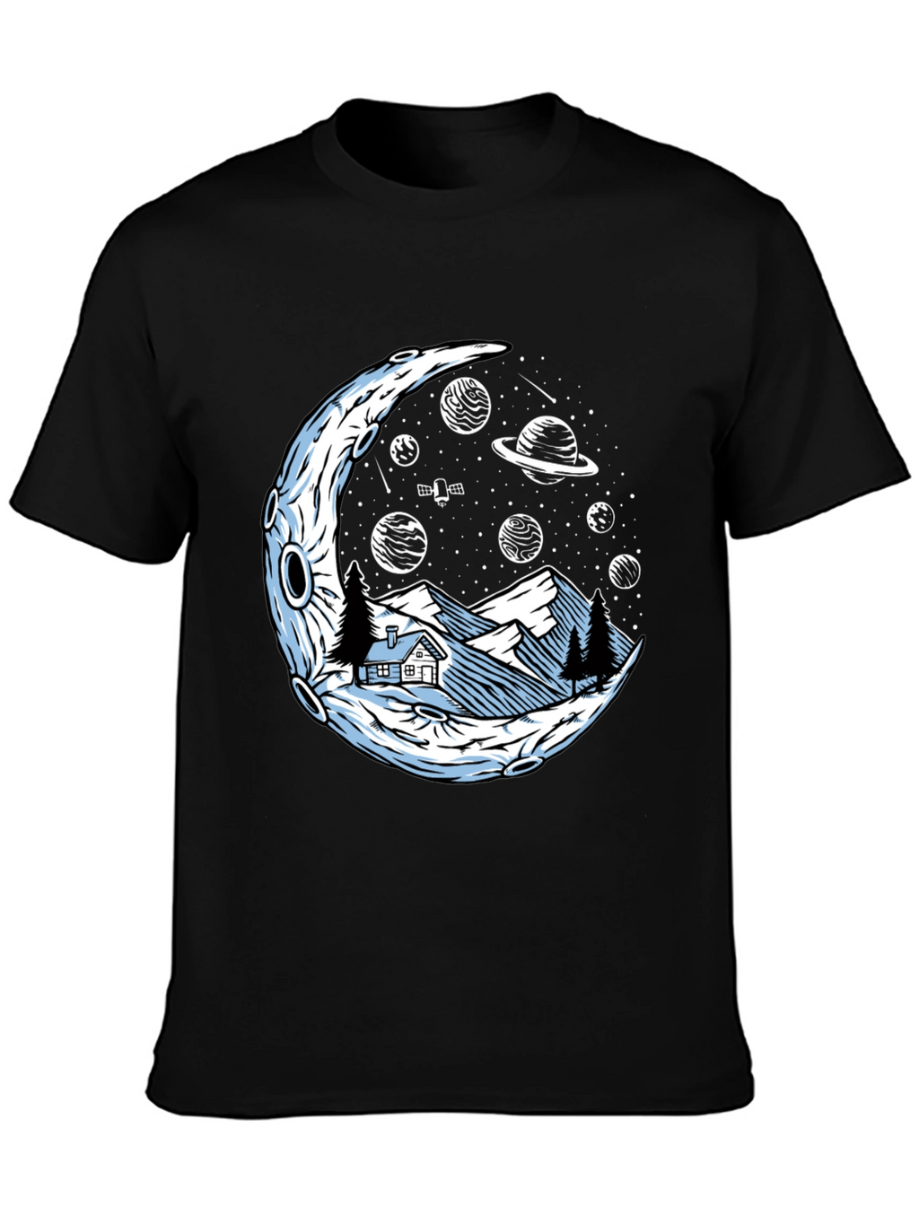 Cosmic Moonscape Tee - Black Graphic T-Shirt