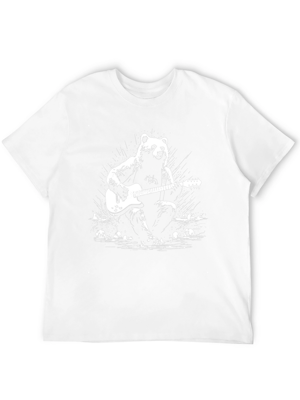 Bear Guitarist Graphic T-Shirt - Black Cotton Tee