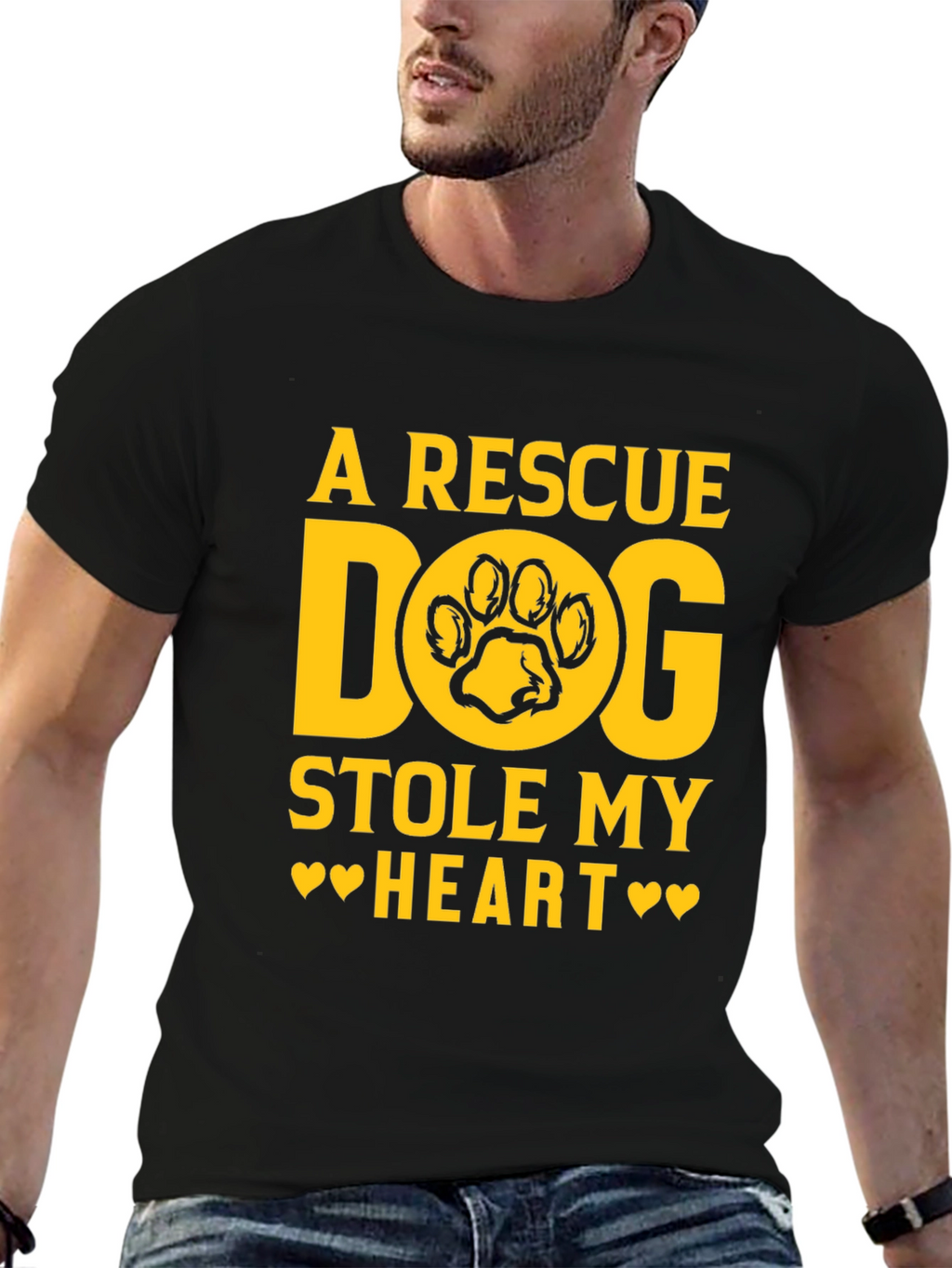 Rescue Dog Stole My Heart Black Graphic Tee