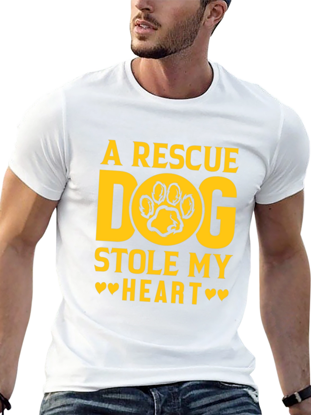 Rescue Dog Stole My Heart Black Graphic Tee