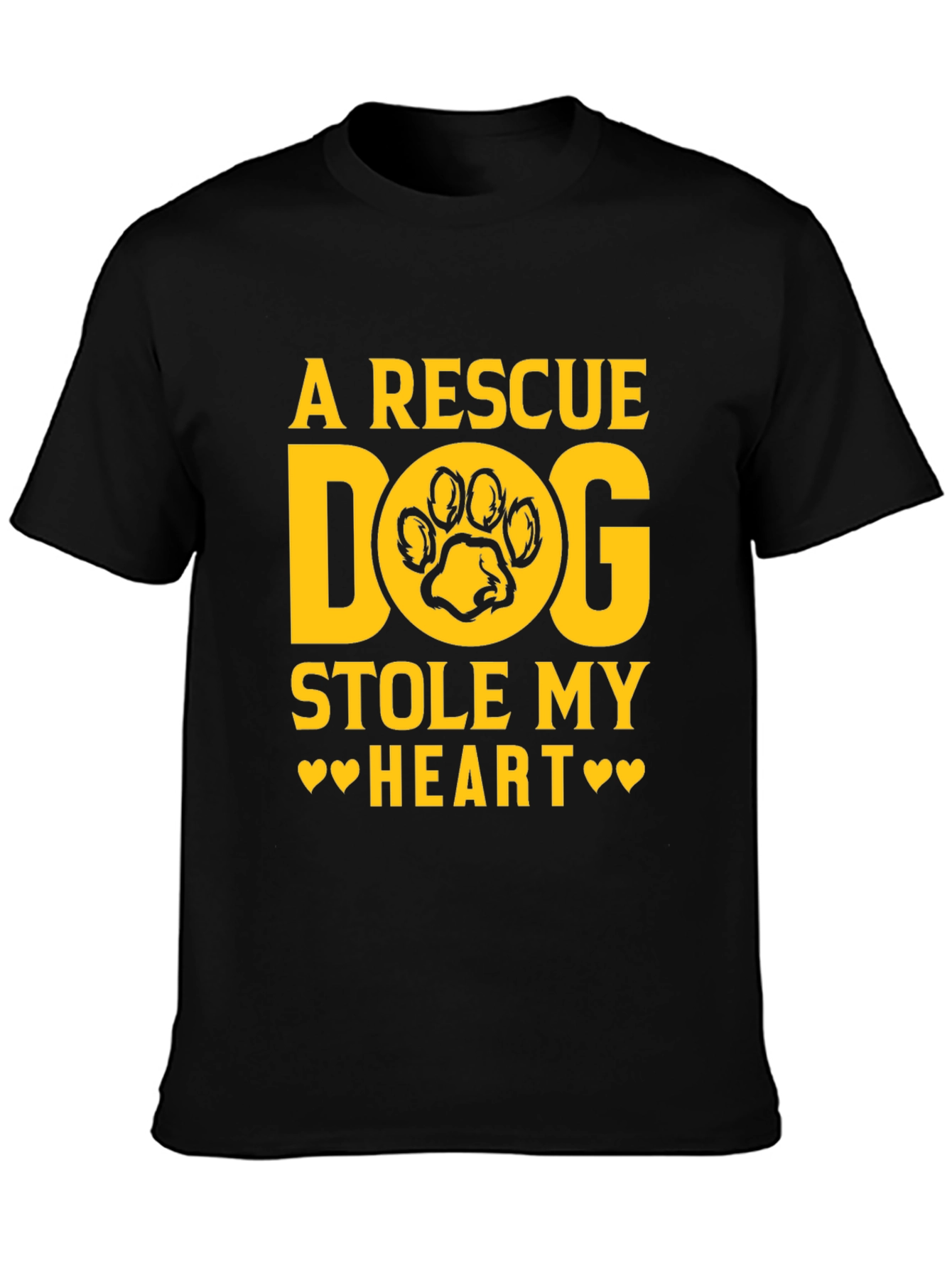Rescue Dog Stole My Heart Black Graphic Tee