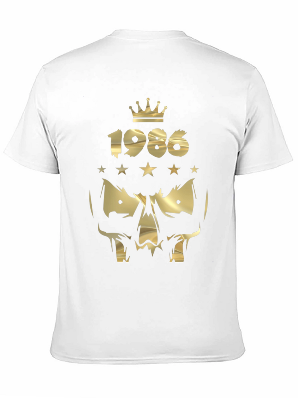 Gold 1986 Crown Skull Graphic Black T-Shirt