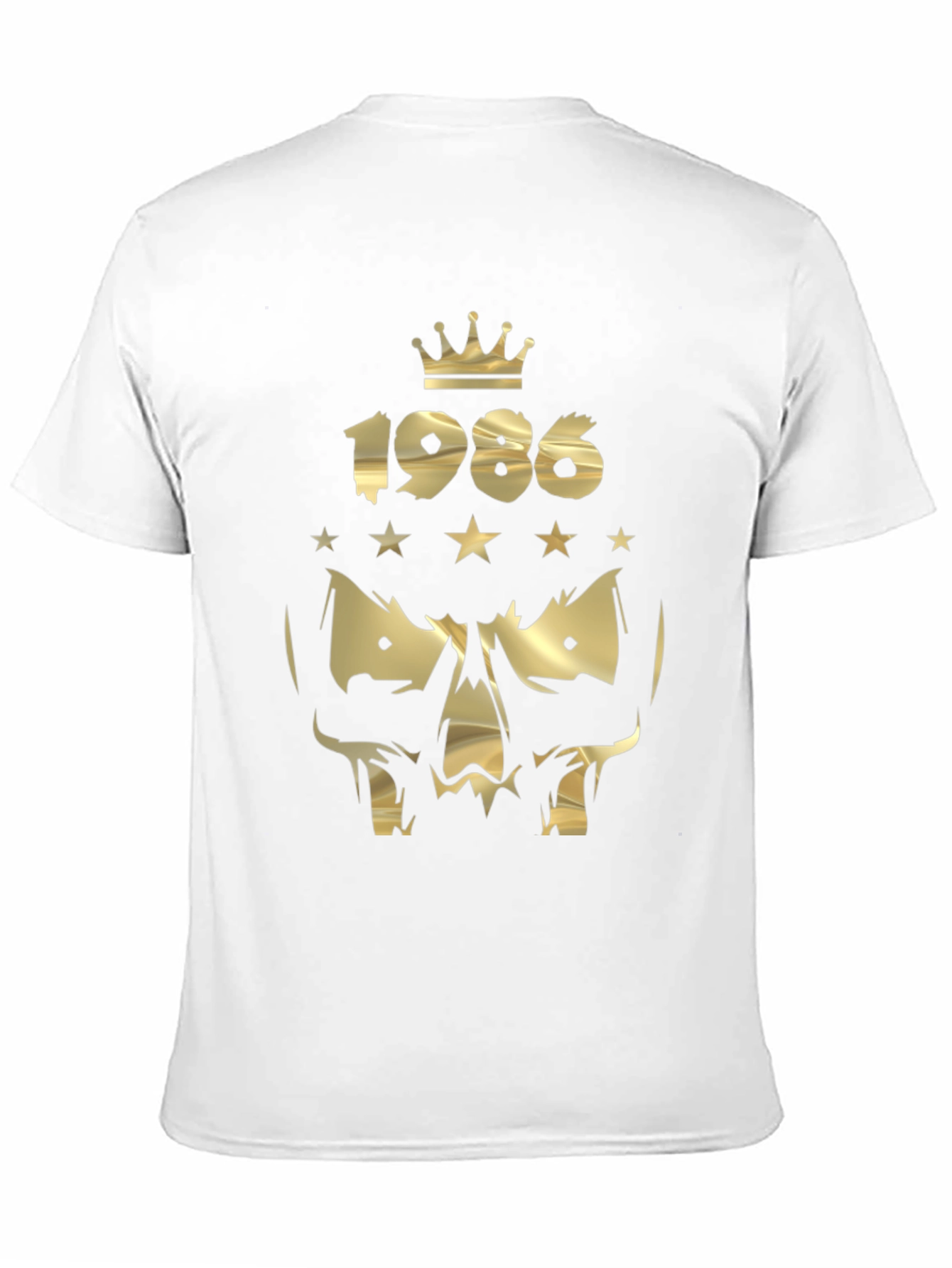 Gold 1986 Crown Skull Graphic Black T-Shirt