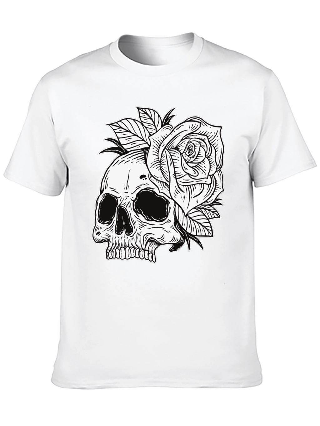 Skull & Rose Graphic Tee - Edgy Style