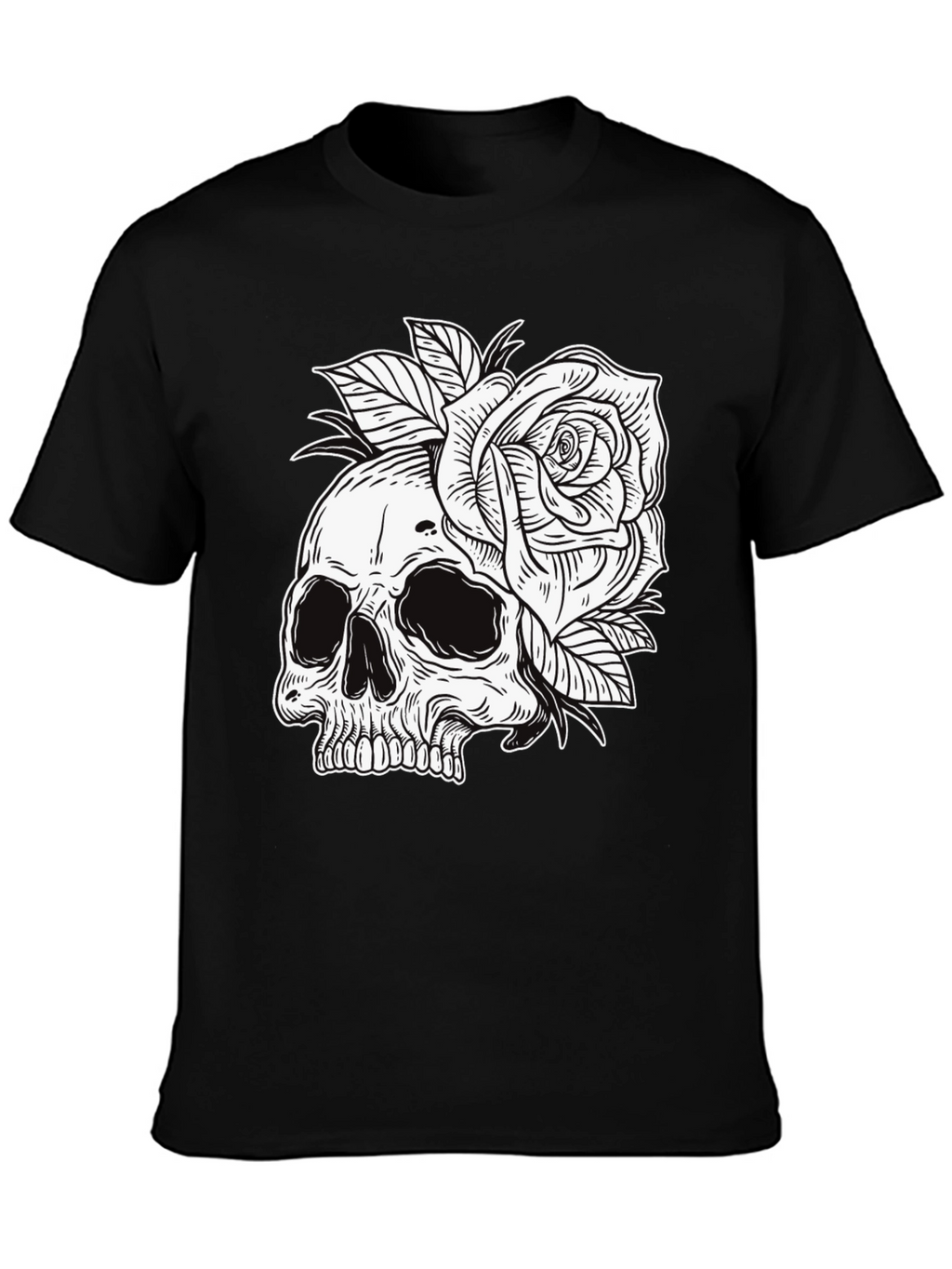 Skull & Rose Graphic Tee - Edgy Style