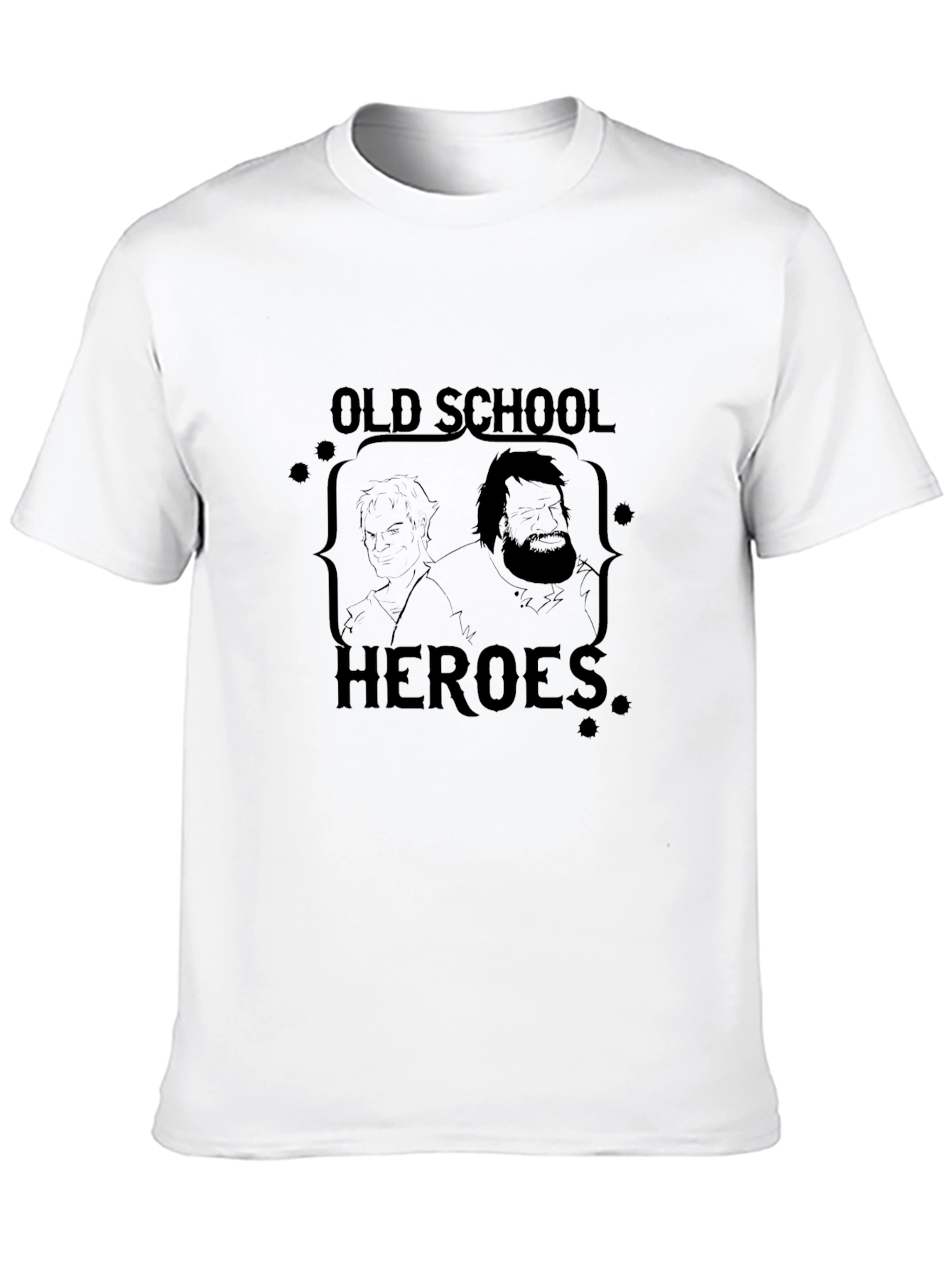 Old School Heroes Graphic Black T-Shirt