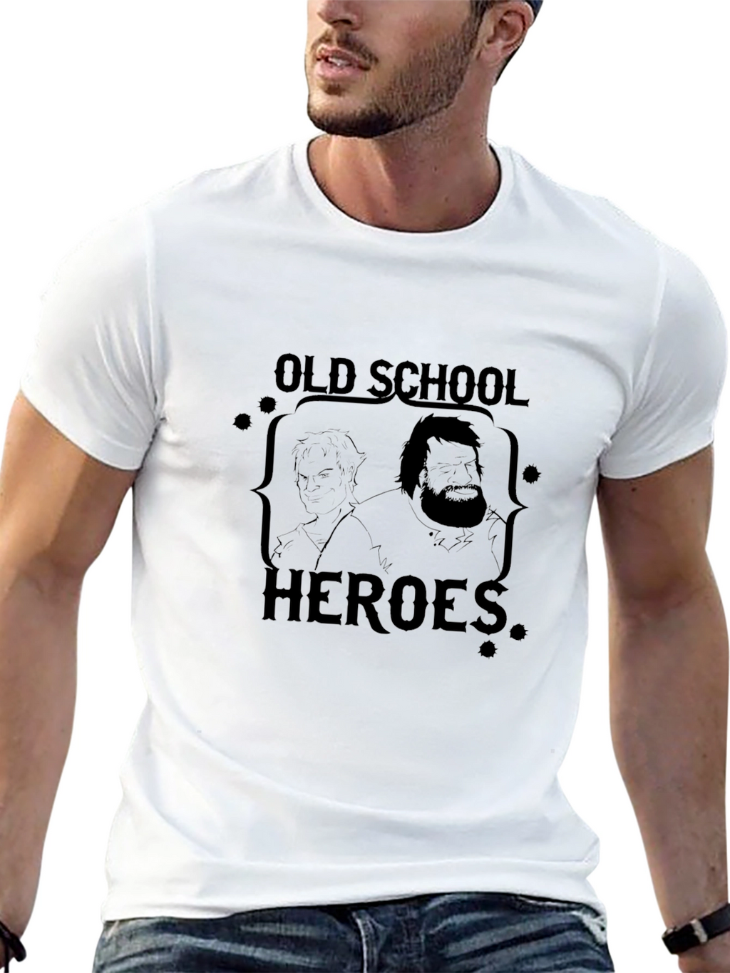 Old School Heroes Graphic Black T-Shirt