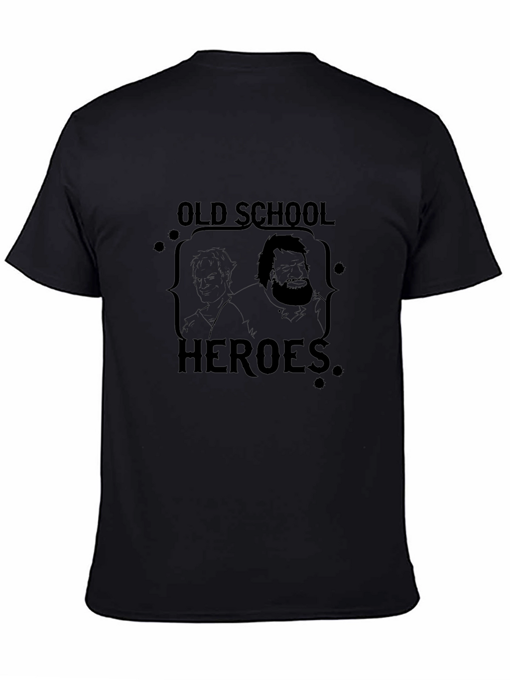 Old School Heroes Graphic Black T-Shirt