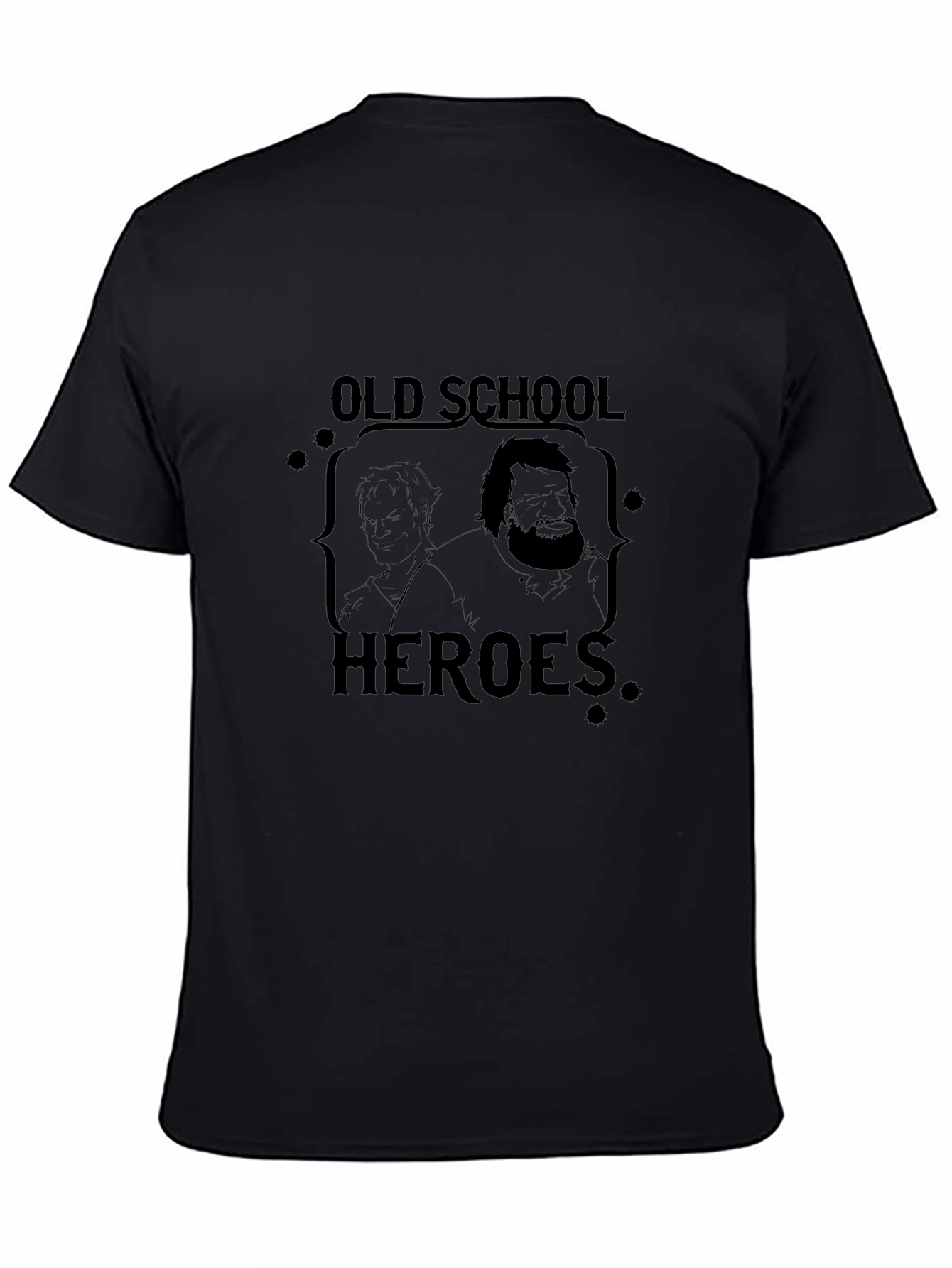 Old School Heroes Graphic Black T-Shirt