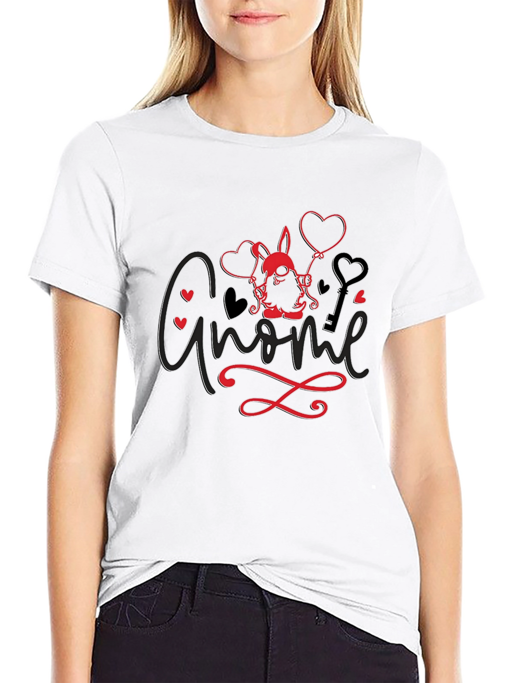 Gnome Valentine T-Shirt - Love Heart Key Design