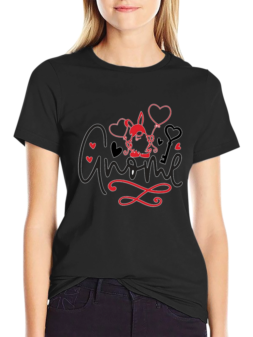 Gnome Valentine T-Shirt - Love Heart Key Design
