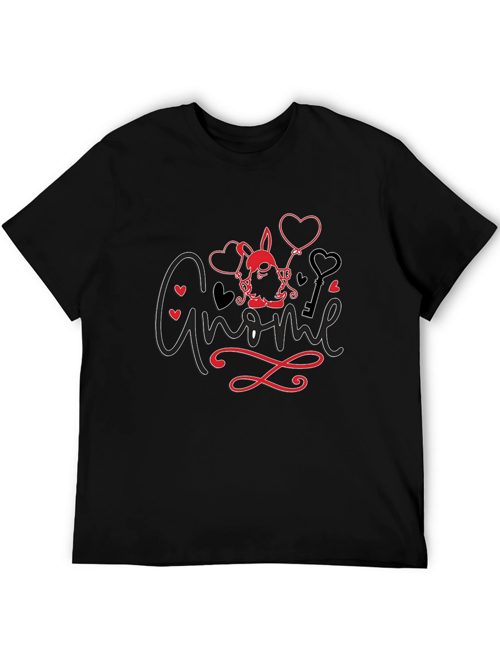 Gnome Valentine T-Shirt - Love Heart Key Design