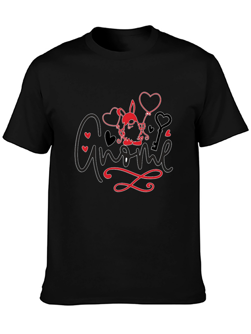 Gnome Valentine T-Shirt - Love Heart Key Design