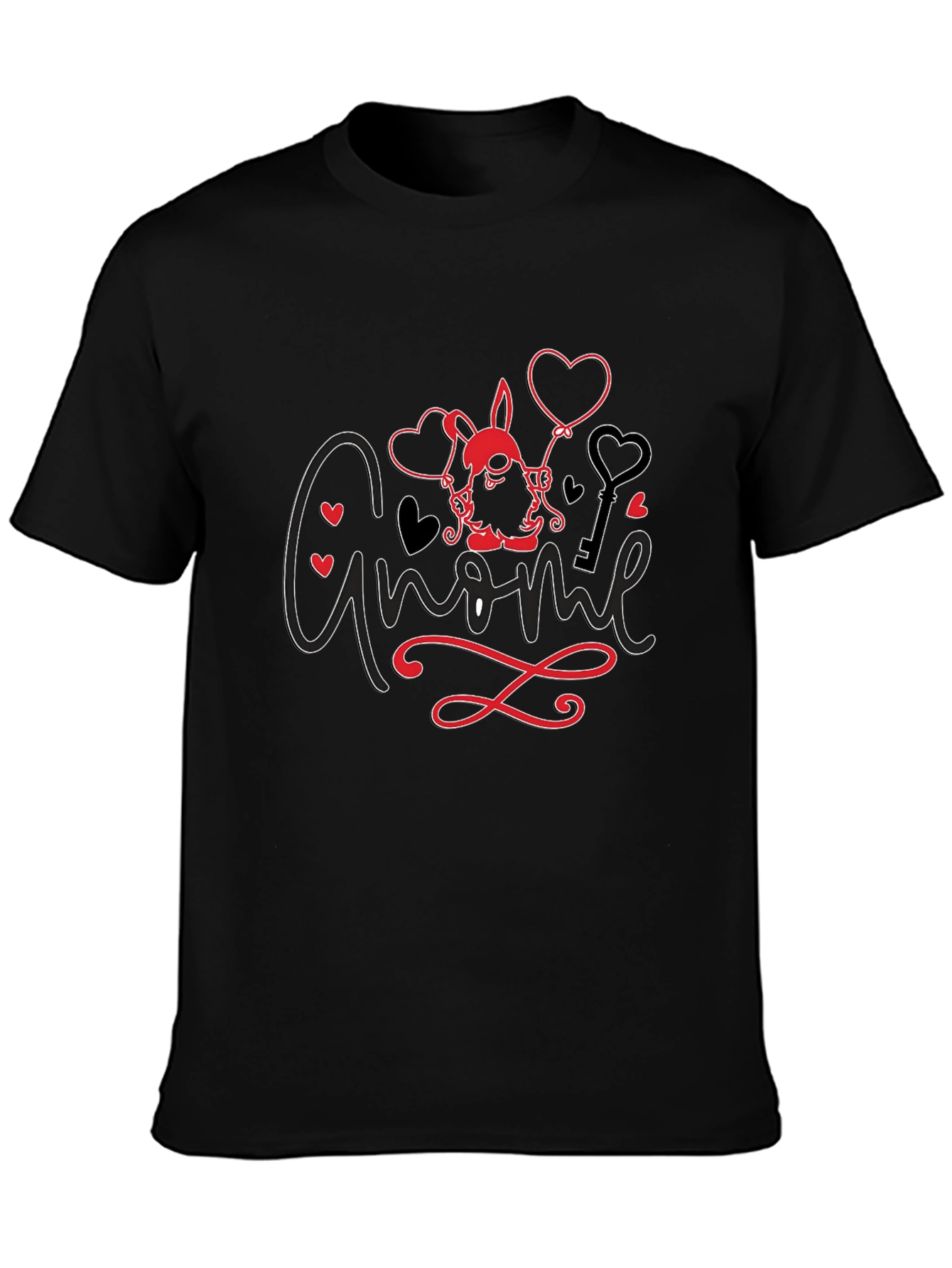 Gnome Valentine T-Shirt - Love Heart Key Design