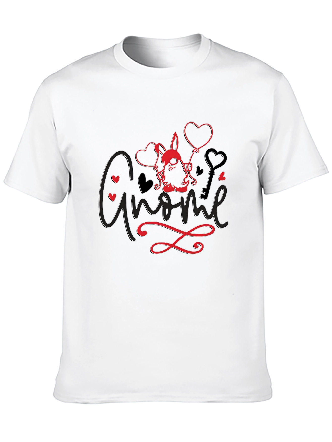 Gnome Valentine T-Shirt - Love Heart Key Design
