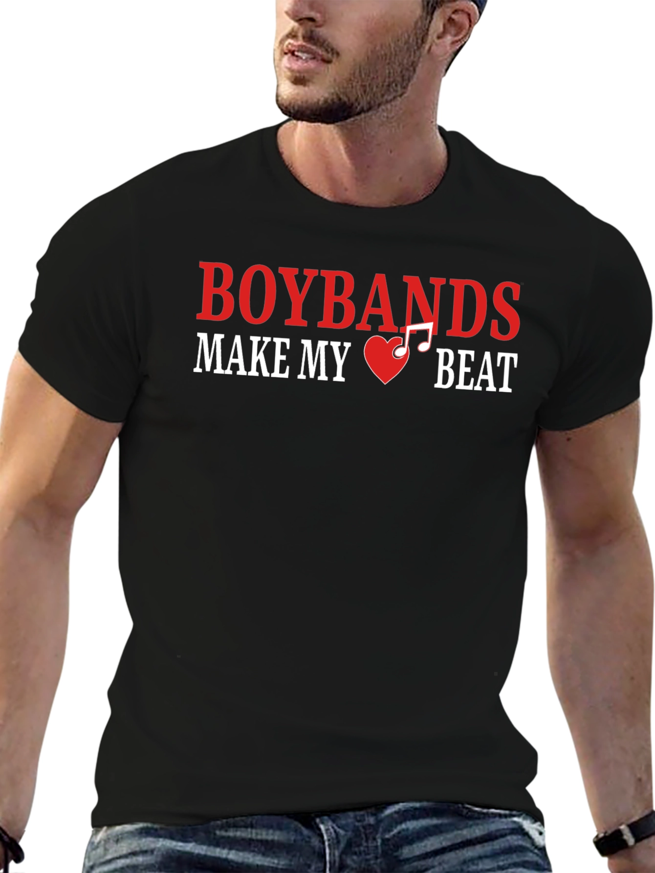 Boybands Make My Heart Beat Black T-Shirt