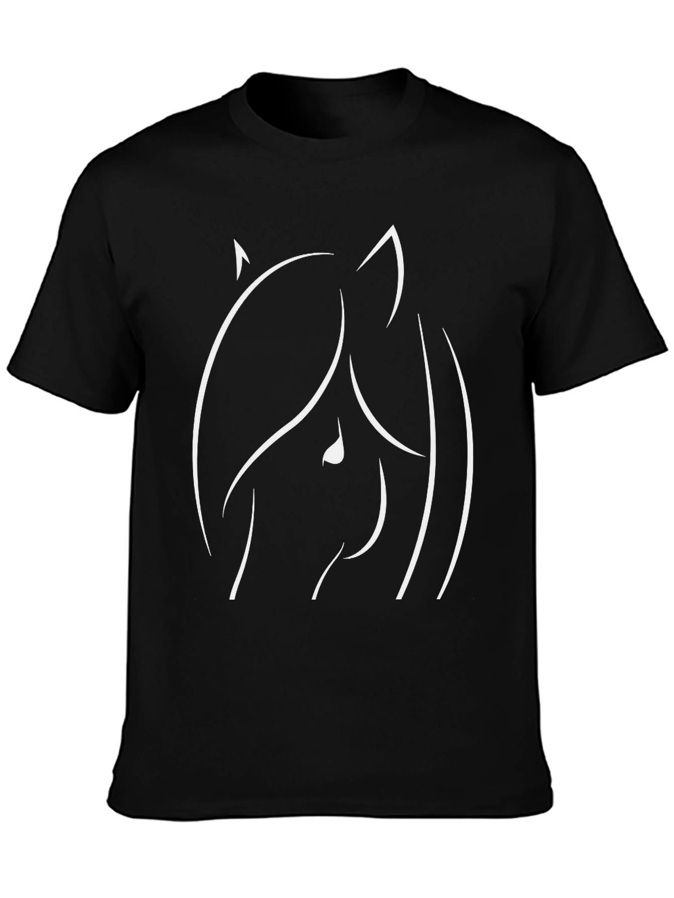 Minimalist Horse Head Graphic Tee - Black Cotton Comfort