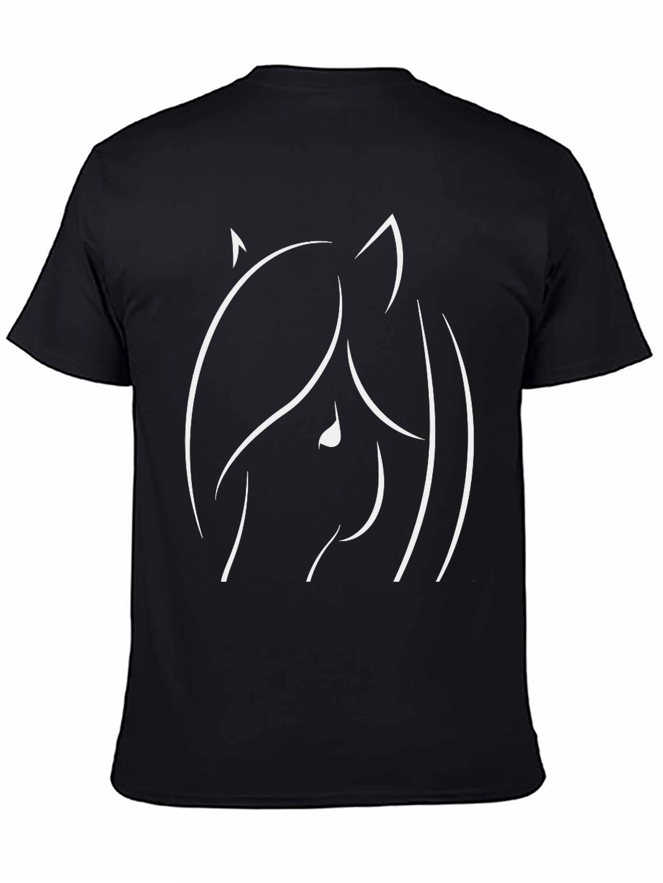 Minimalist Horse Head Graphic Tee - Black Cotton Comfort
