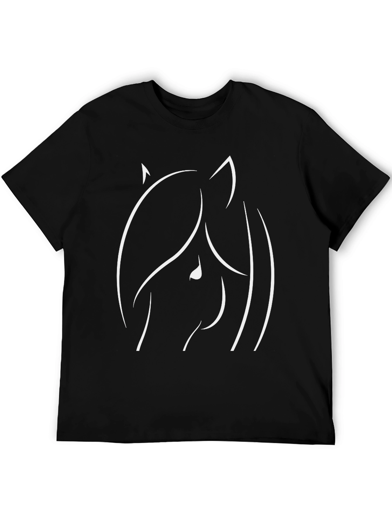 Minimalist Horse Head Graphic Tee - Black Cotton Comfort