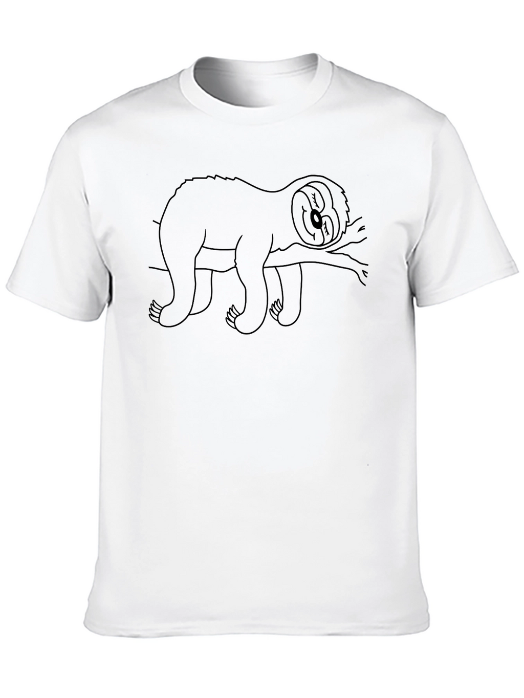 Relaxed Sloth Graphic Tee - Black Cotton Comfort
