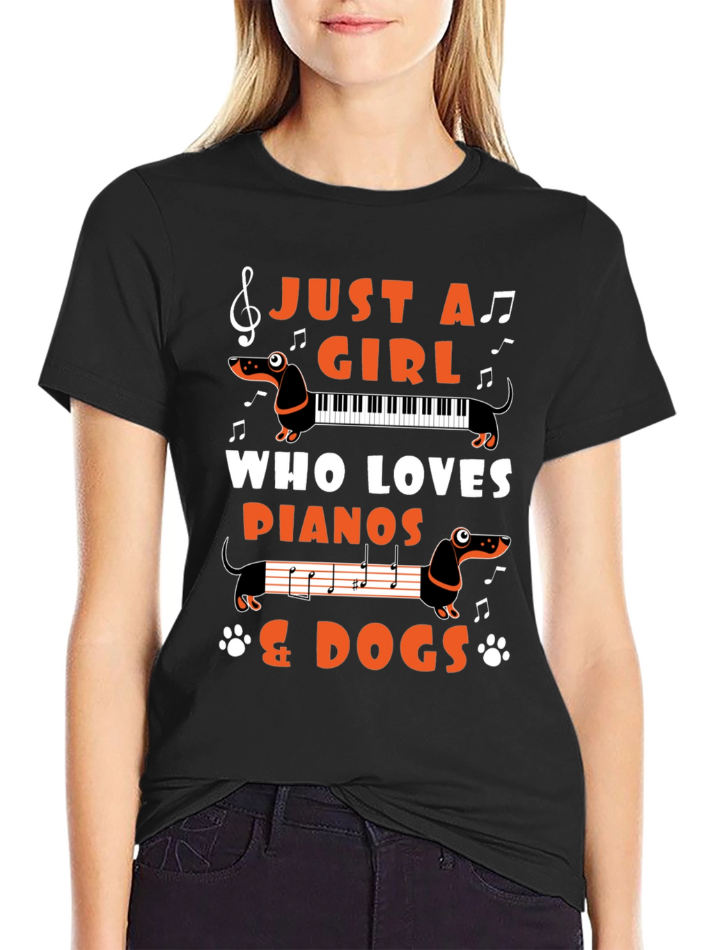 Just a Girl Who Loves Pianos & Dogs T-Shirt