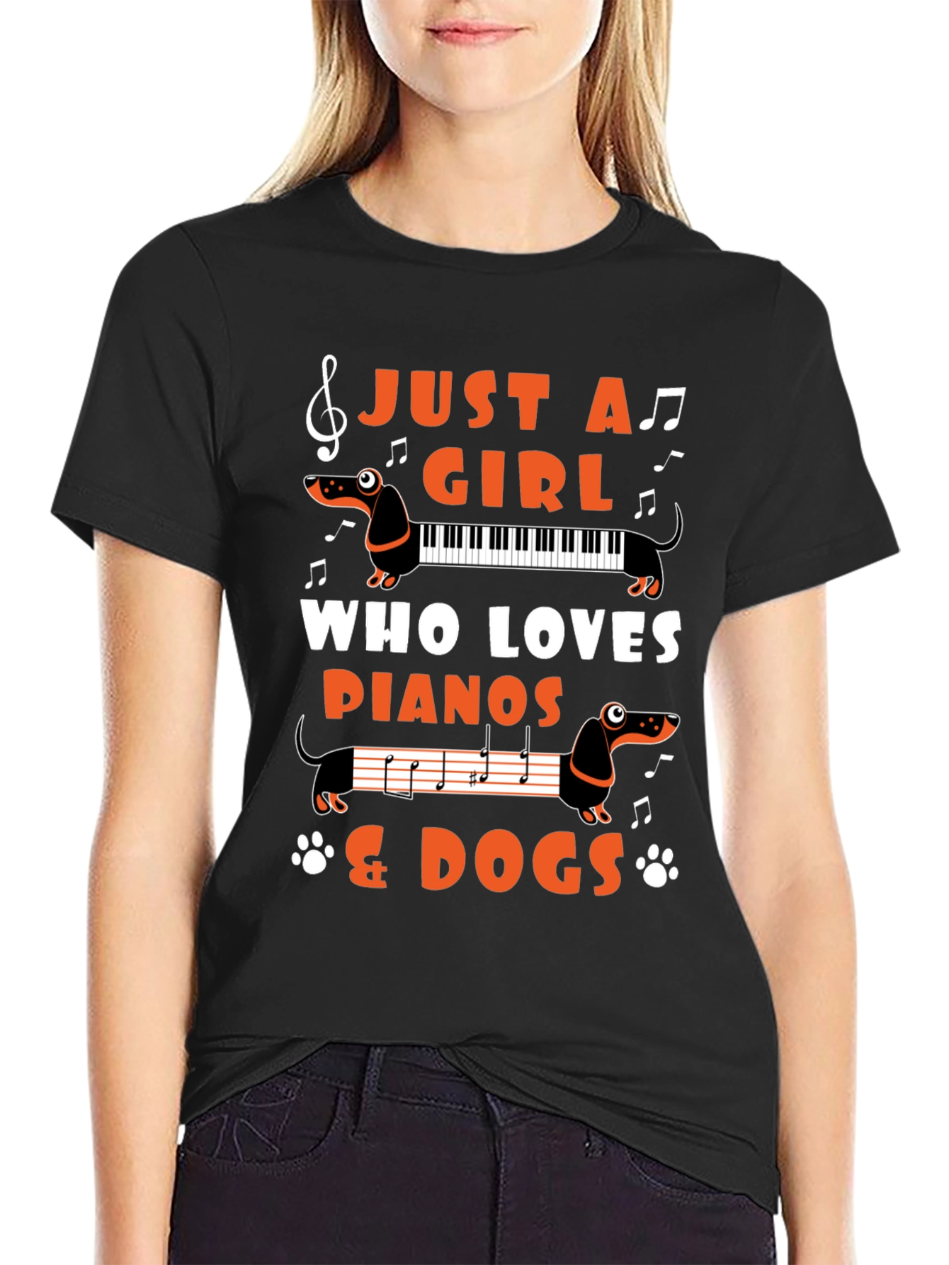 Just a Girl Who Loves Pianos & Dogs T-Shirt