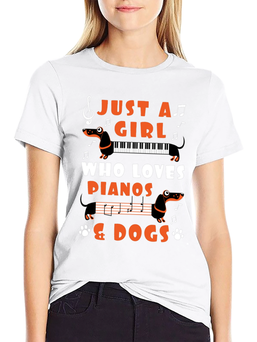 Just a Girl Who Loves Pianos & Dogs T-Shirt