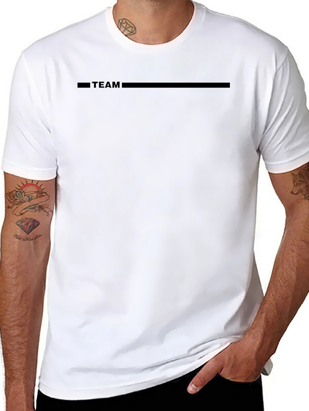 Mens Black TEAM Graphic Crewneck T-Shirt