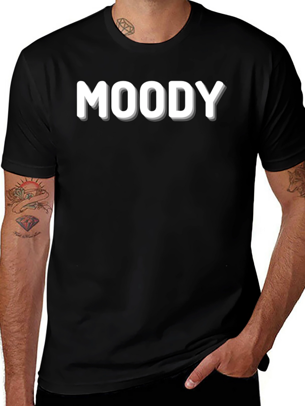 Moody Black Graphic Tee - Casual Comfort