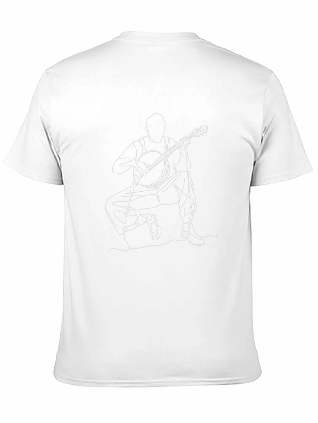 Banjo Player Line Art T-Shirt - Black