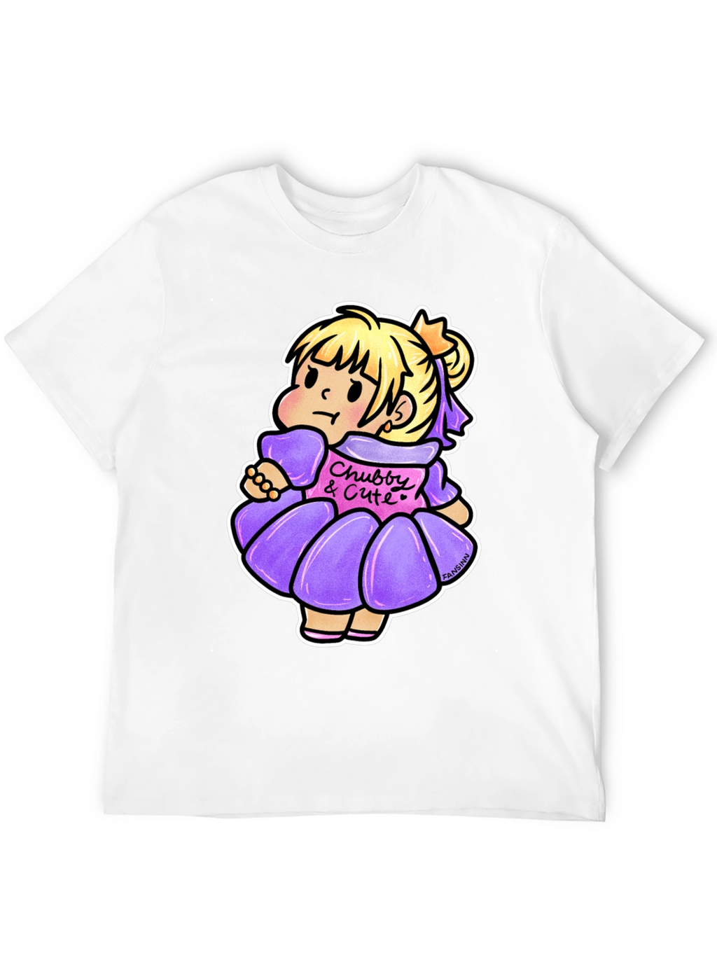 Cute Cartoon Girl Graphic Black T-Shirt
