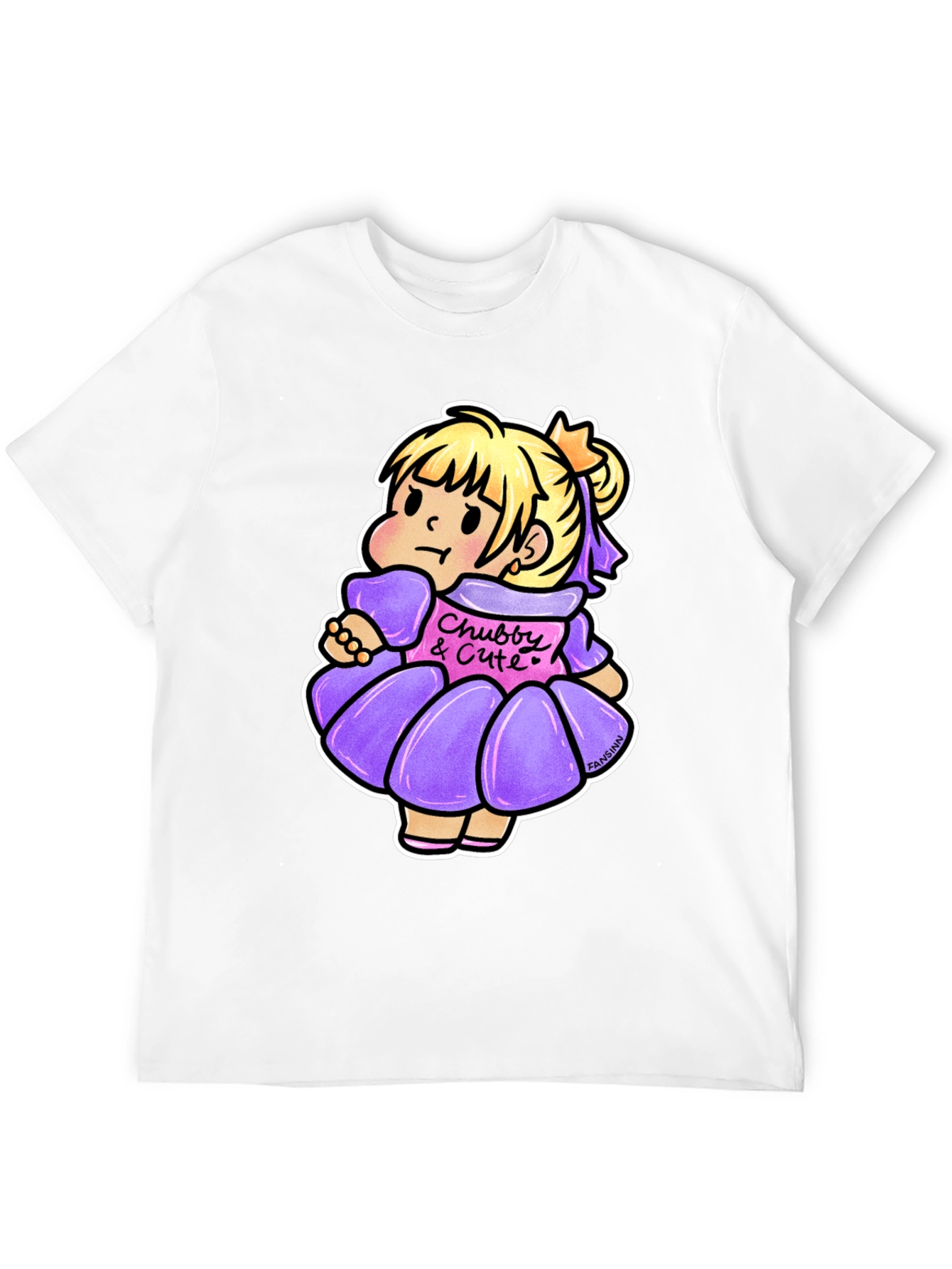 Cute Cartoon Girl Graphic Black T-Shirt