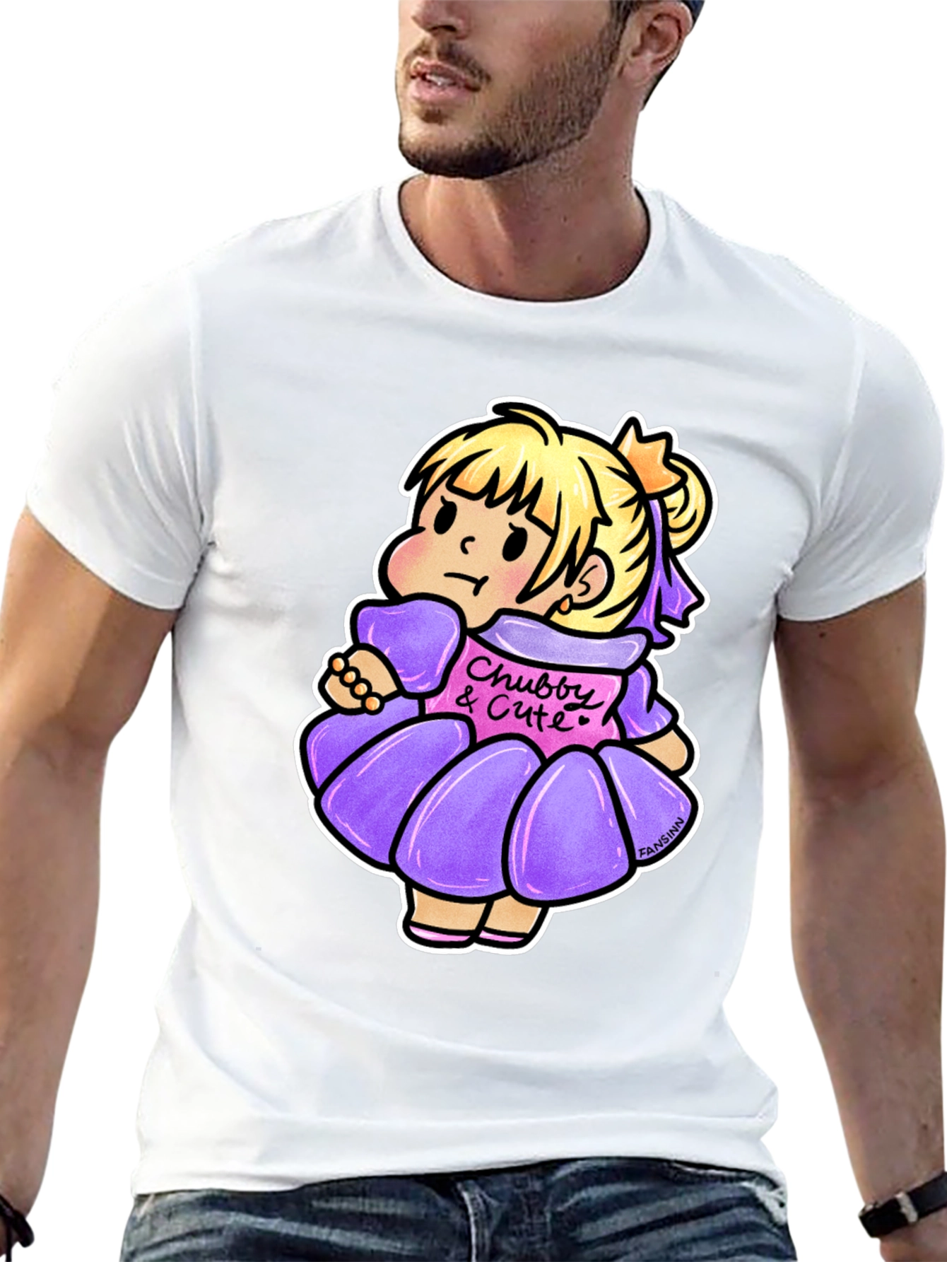Cute Cartoon Girl Graphic Black T-Shirt