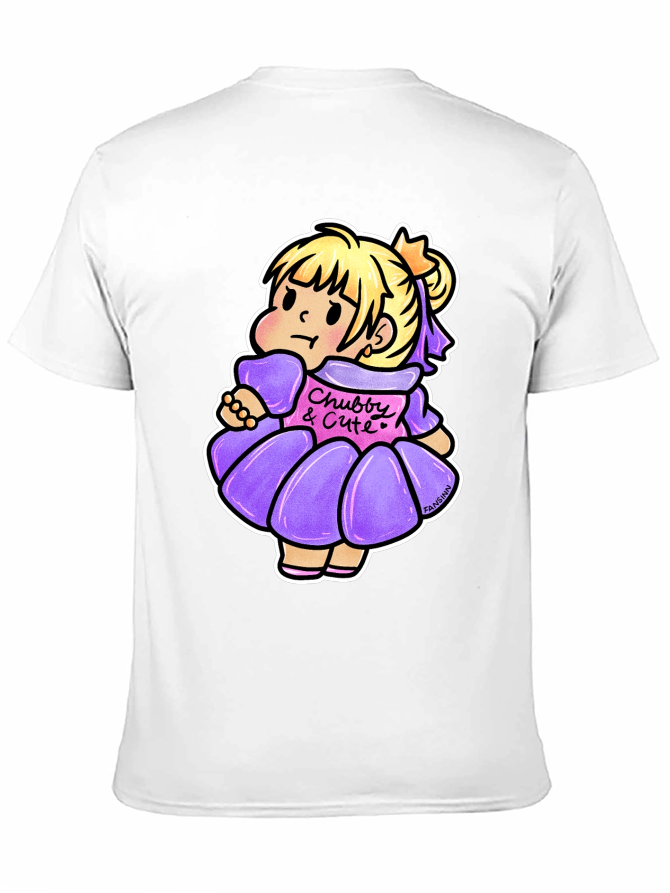 Cute Cartoon Girl Graphic Black T-Shirt