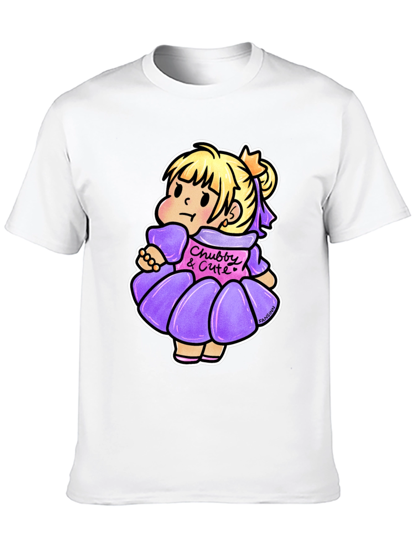 Cute Cartoon Girl Graphic Black T-Shirt