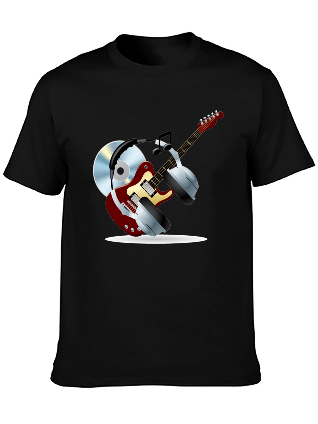 Music Lover Graphic Tee - Guitar Headphones & CD!