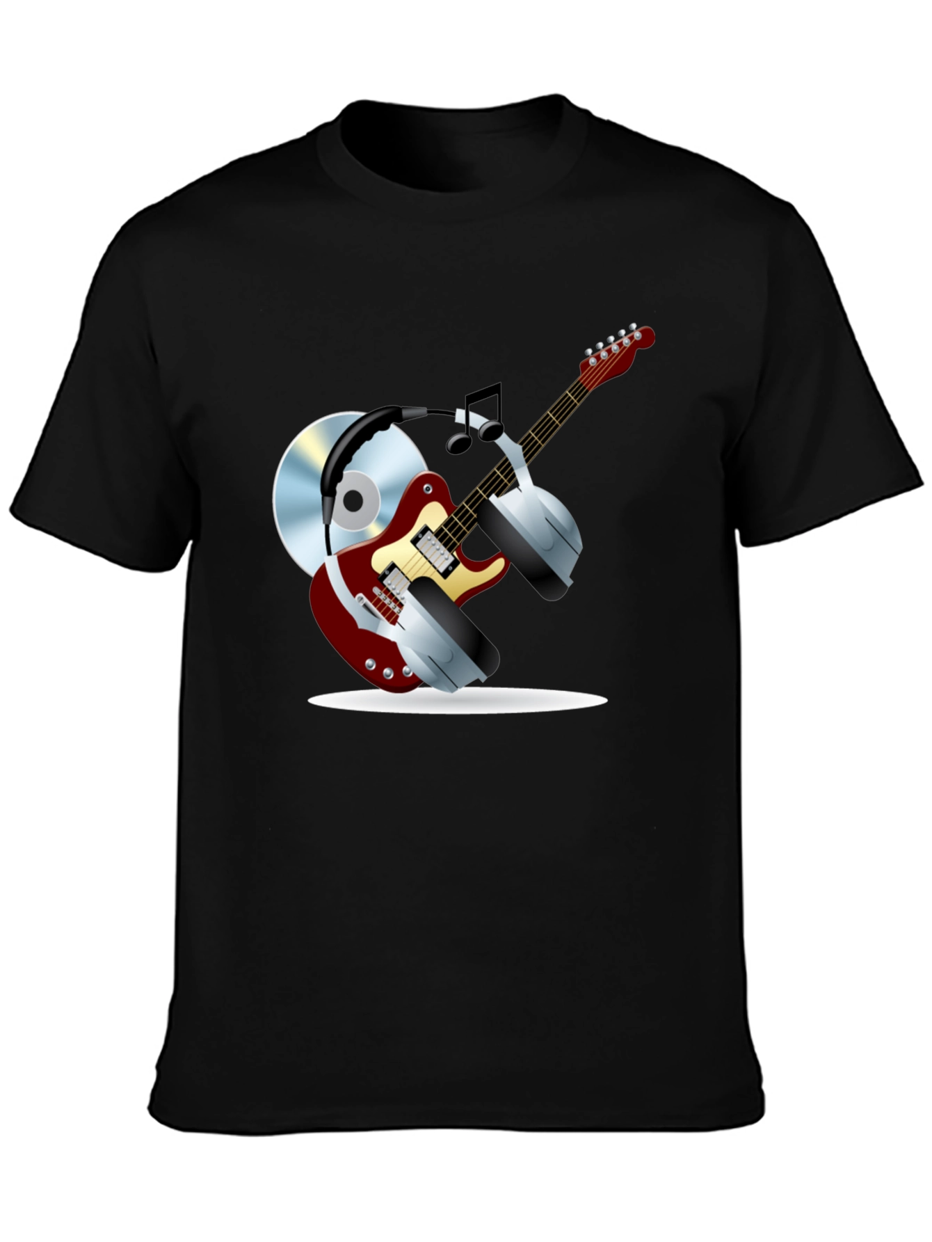 Music Lover Graphic Tee - Guitar Headphones & CD!