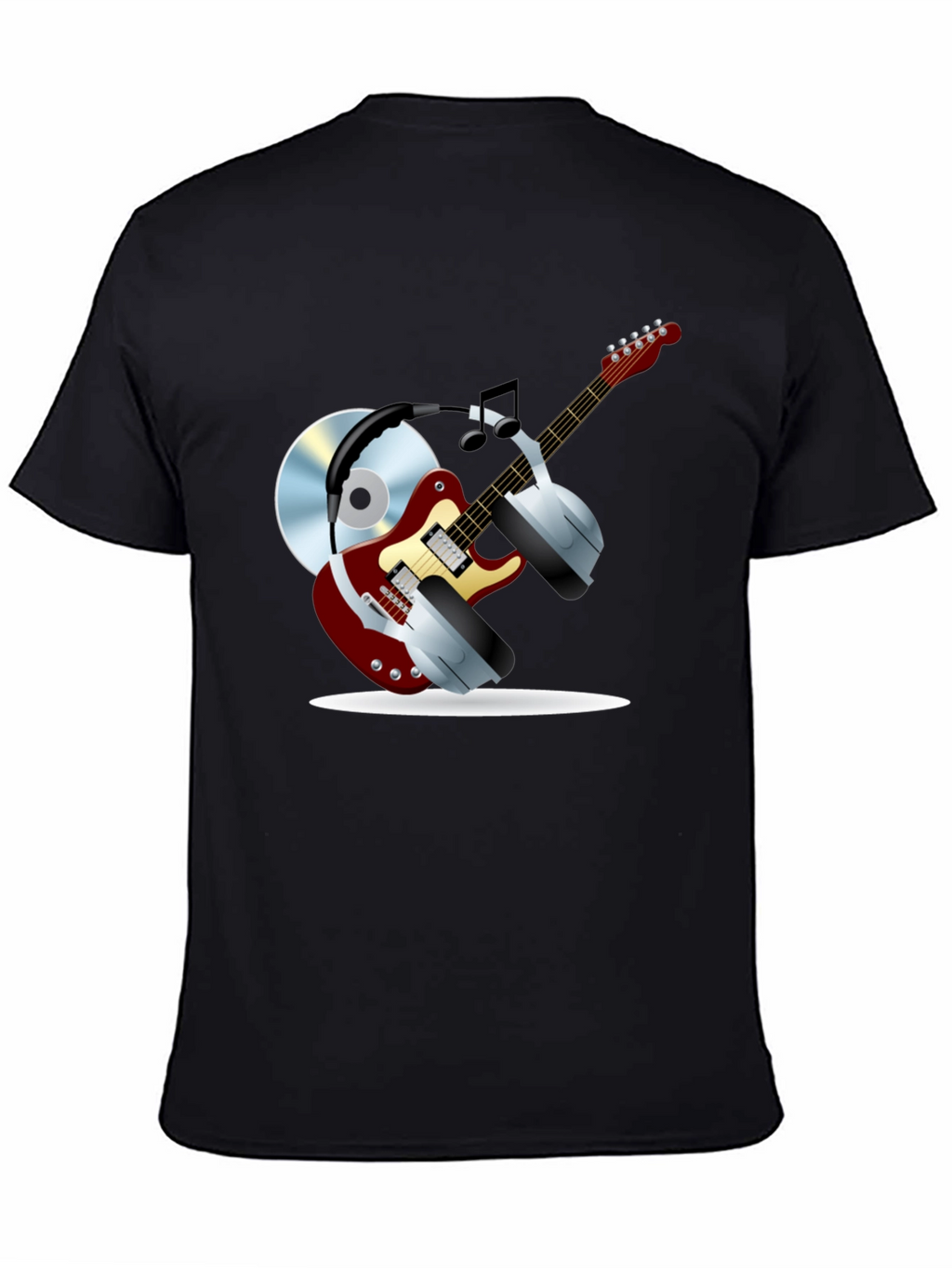 Music Lover Graphic Tee - Guitar Headphones & CD!