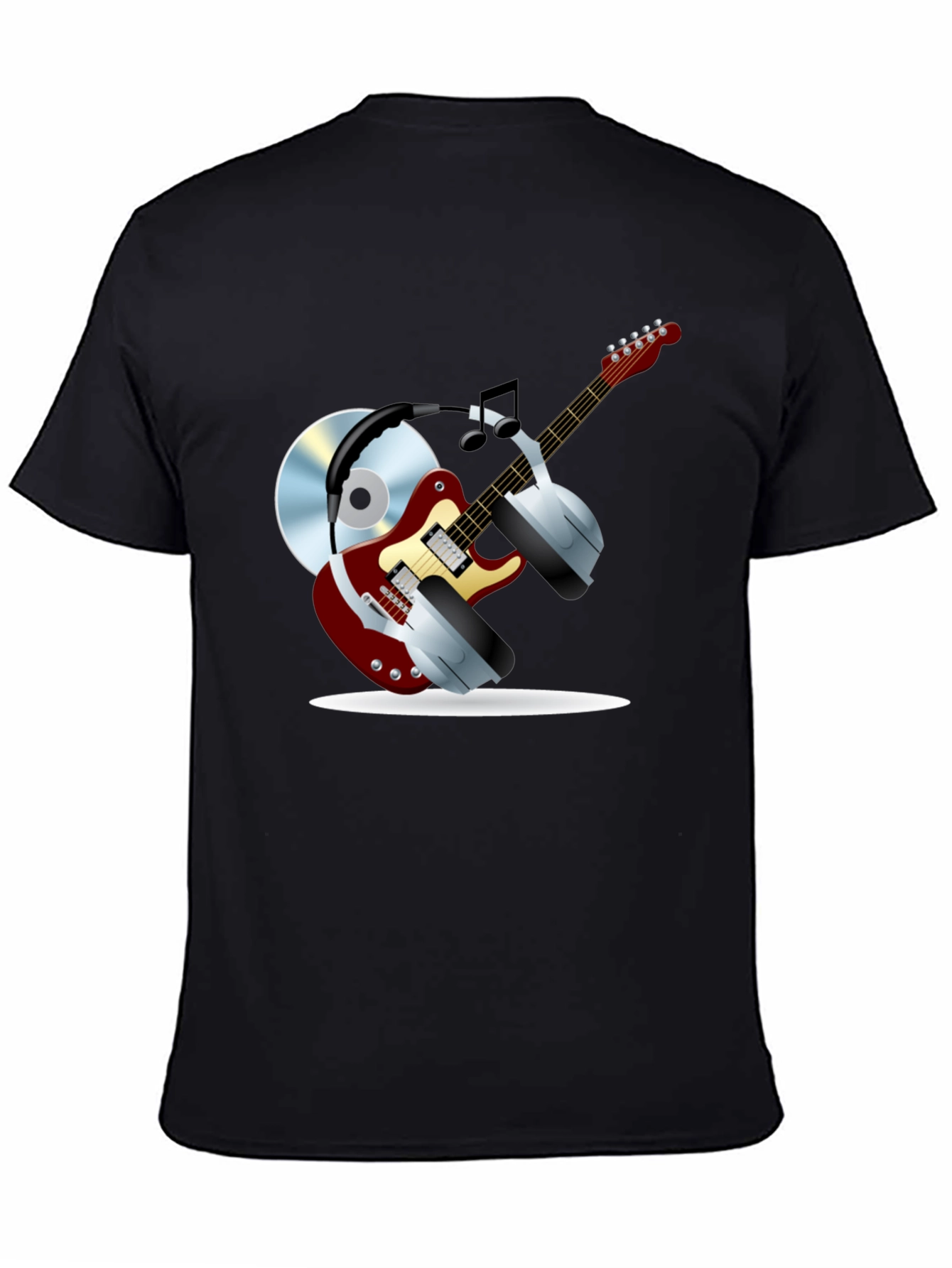 Music Lover Graphic Tee - Guitar Headphones & CD!
