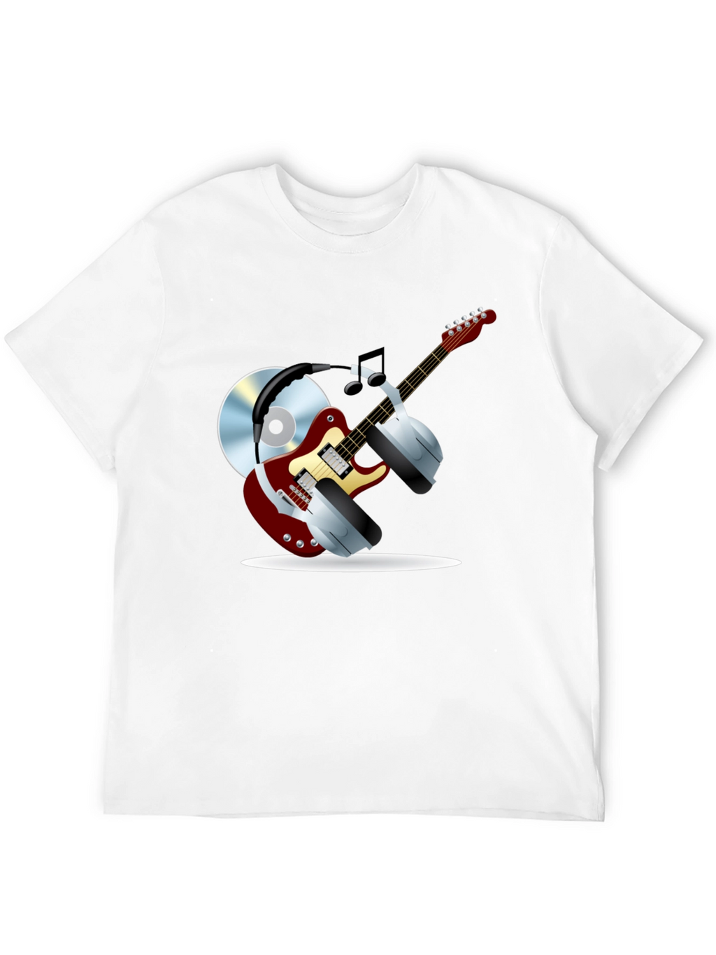 Music Lover Graphic Tee - Guitar Headphones & CD!