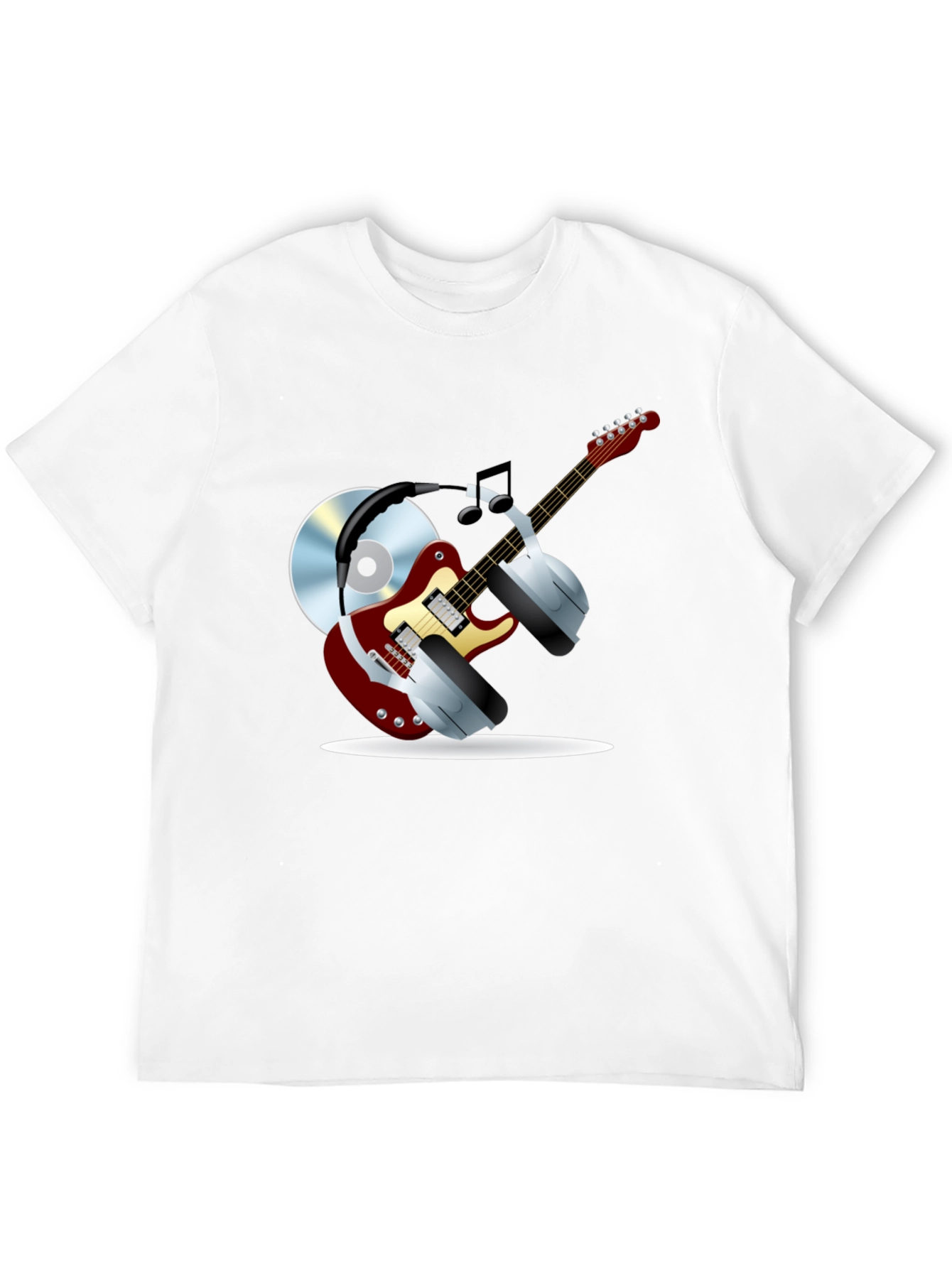 Music Lover Graphic Tee - Guitar Headphones & CD!