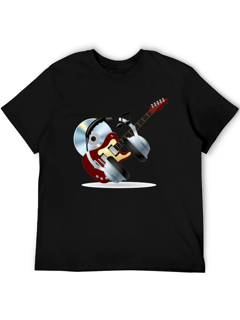 Music Lover Graphic Tee - Guitar Headphones & CD!
