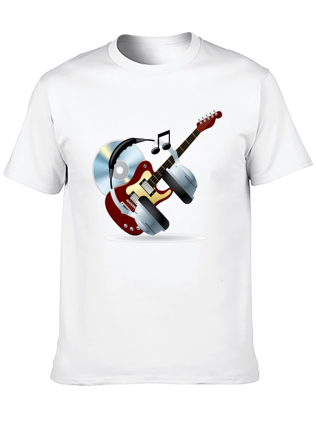 Music Lover Graphic Tee - Guitar Headphones & CD!