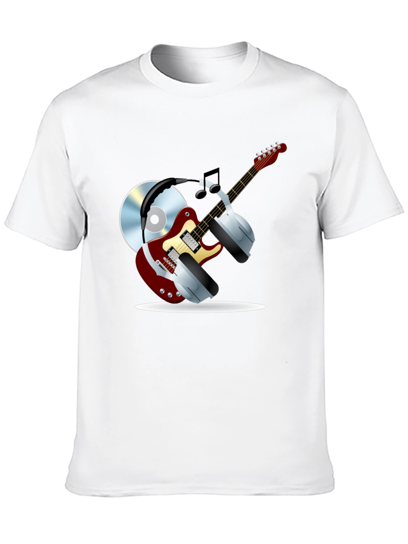 Music Lover Graphic Tee - Guitar Headphones & CD!