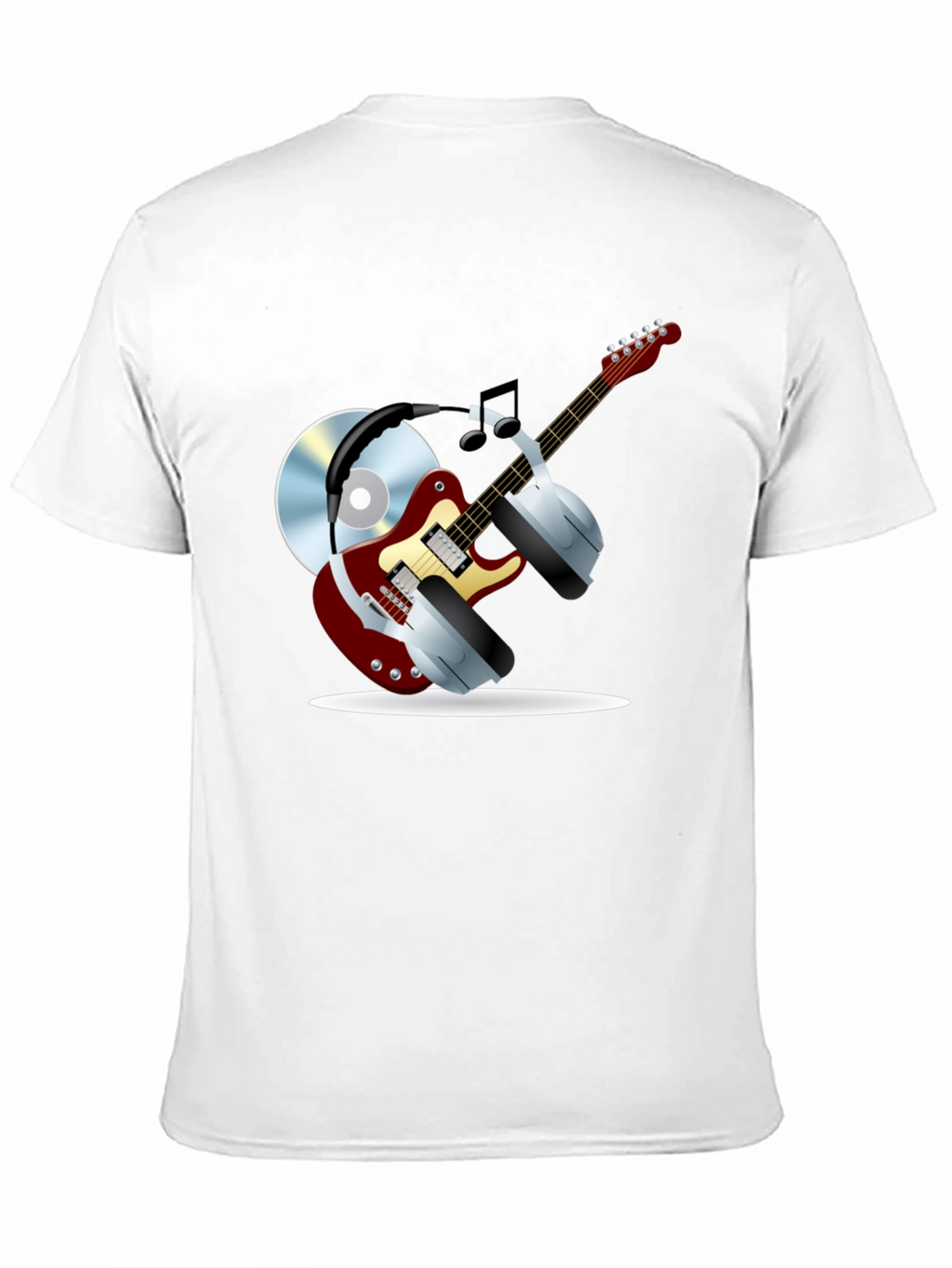 Music Lover Graphic Tee - Guitar Headphones & CD!