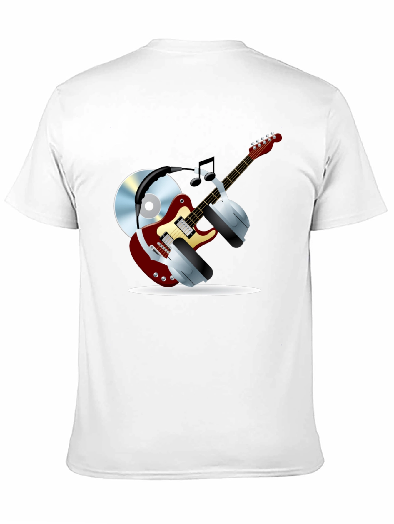 Music Lover Graphic Tee - Guitar Headphones & CD!