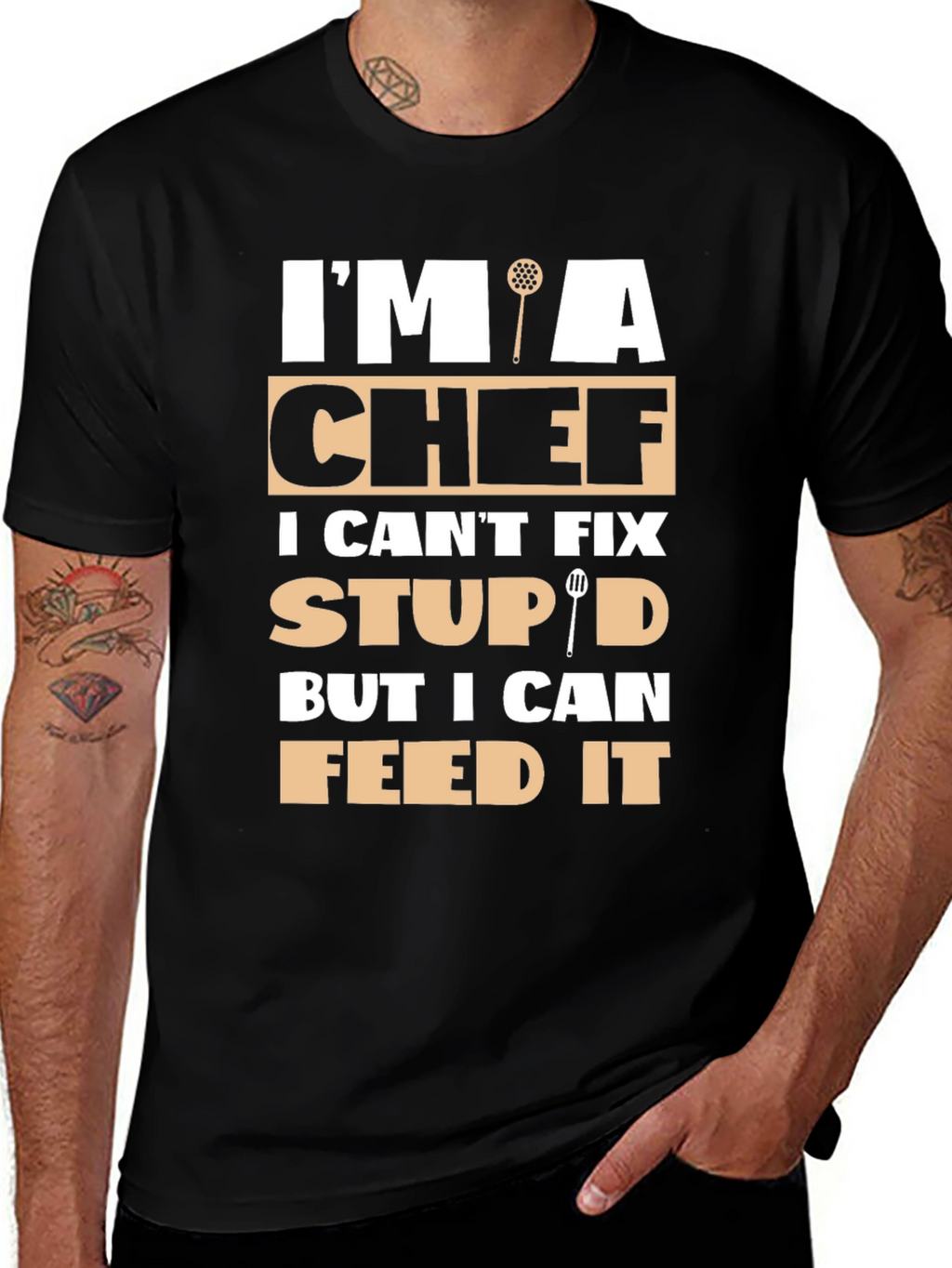 Chef Humor Graphic T-Shirt - Feed the Stupid!