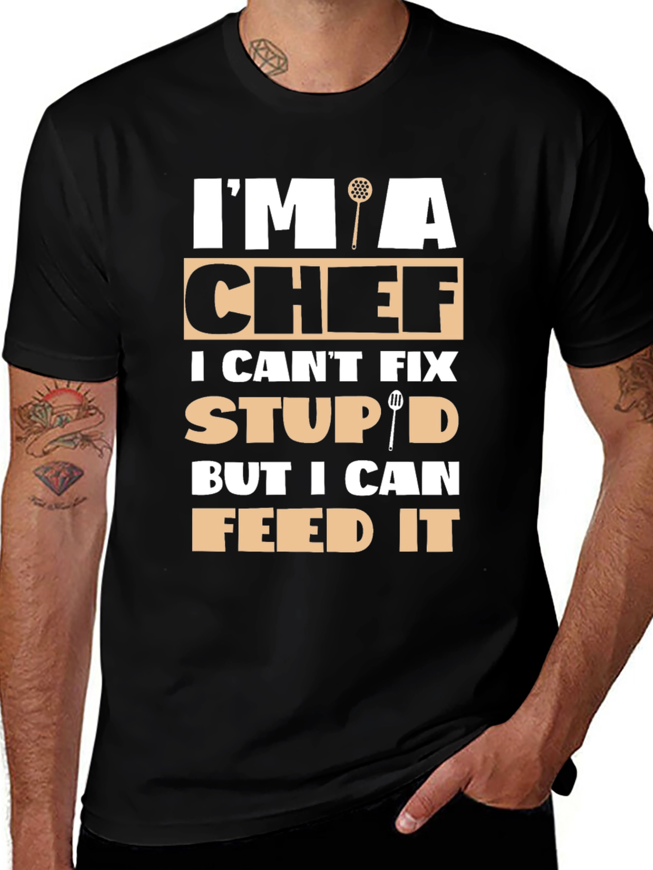 Chef Humor Graphic T-Shirt - Feed the Stupid!