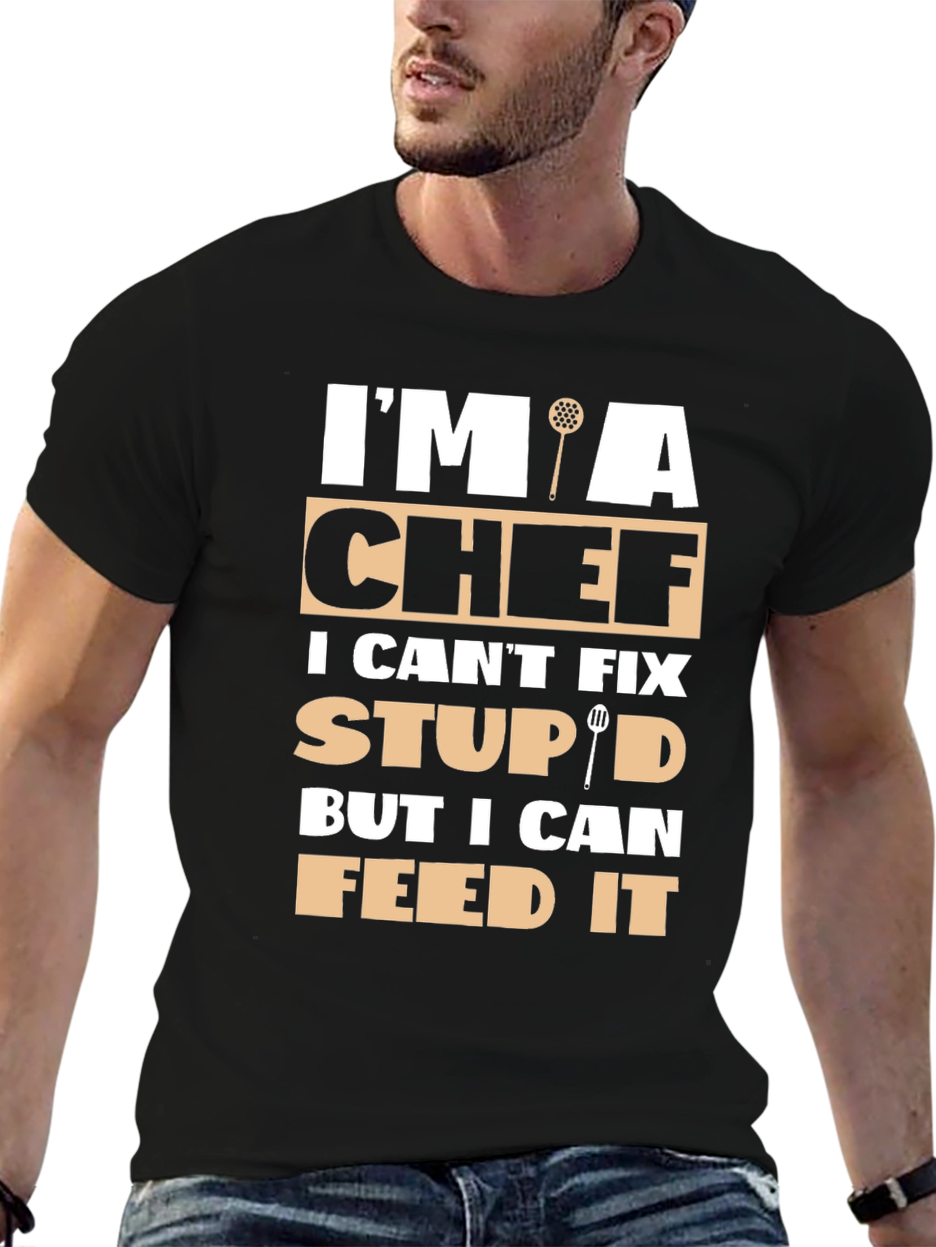 Chef Humor Graphic T-Shirt - Feed the Stupid!